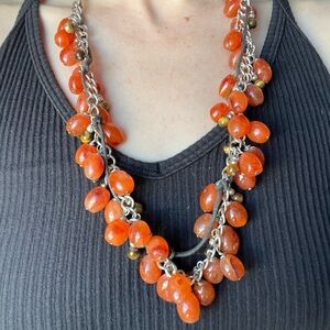Vintage Carnelian and tigers eye Bead Statement Necklace - Women Jewelry